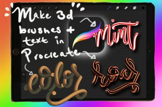 How to make 3D Brushes text in Procreate multidimensional calligraphy