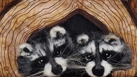 Double Trouble Mixed Media Raccoons