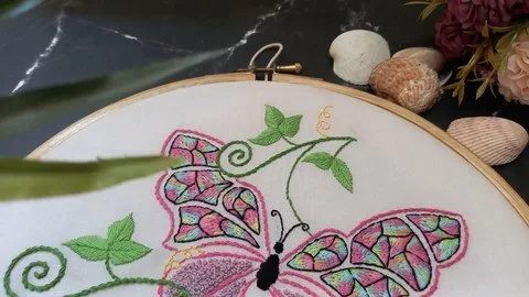 Hand Embroidery Beginners Level Butterfly Part 1