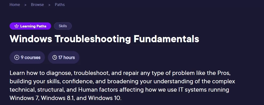 Learning Path Windows Troubleshooting Fundamentals Learning Path Windows Troubleshooting Fundamentals